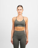 Front close-up of Nexletica Synergy Sports Bra in Khaki